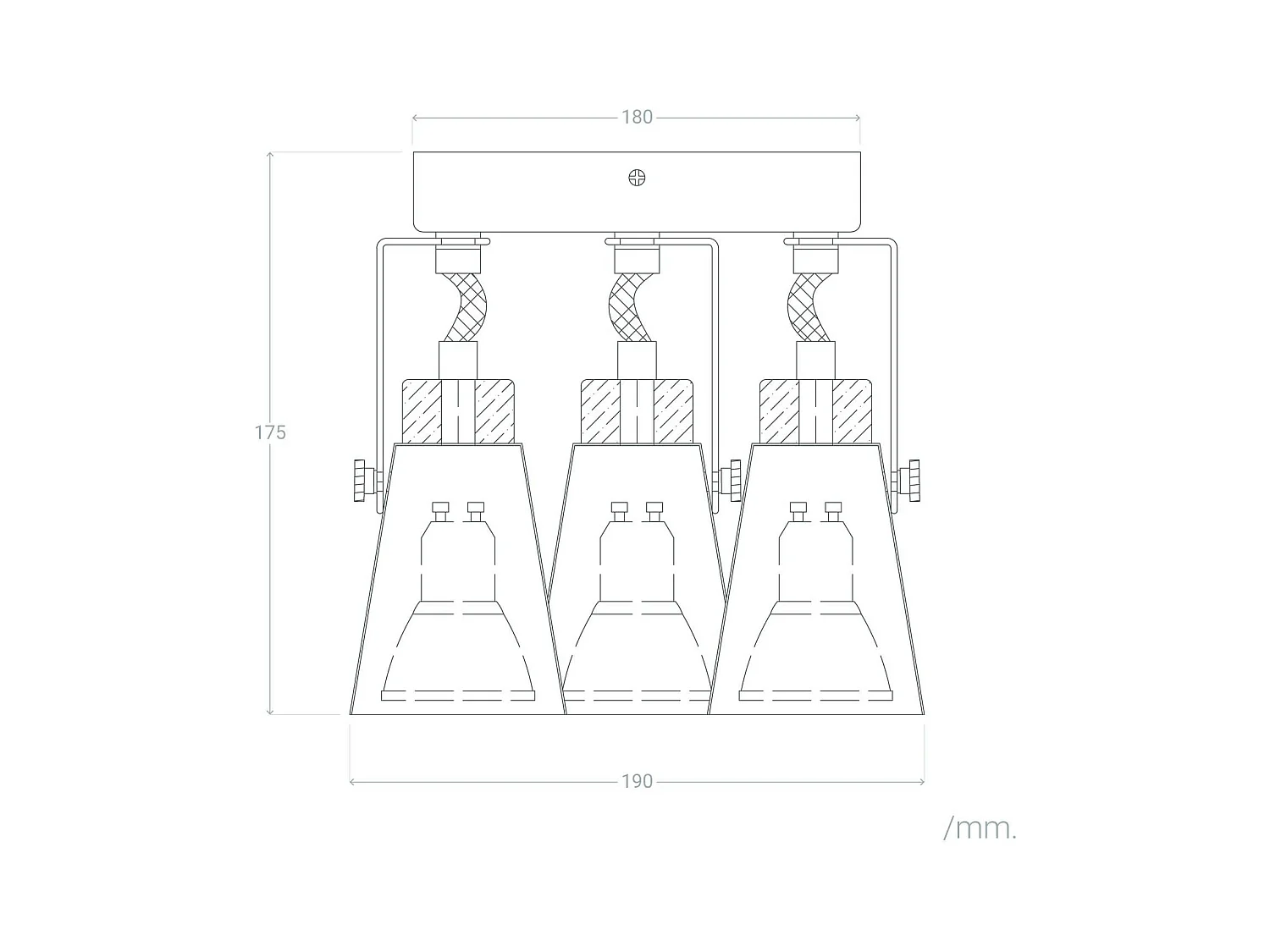 Lampada da Soffitto Circolare Orientabile in Metallo e Legno 3 Faretti Mara Bianco