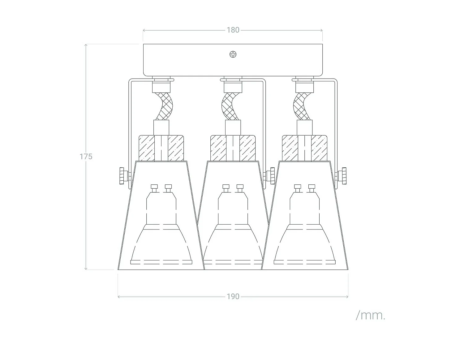 Plafonnier Rond Orientable Métal et Bois Mara 3 Spots  Blanc