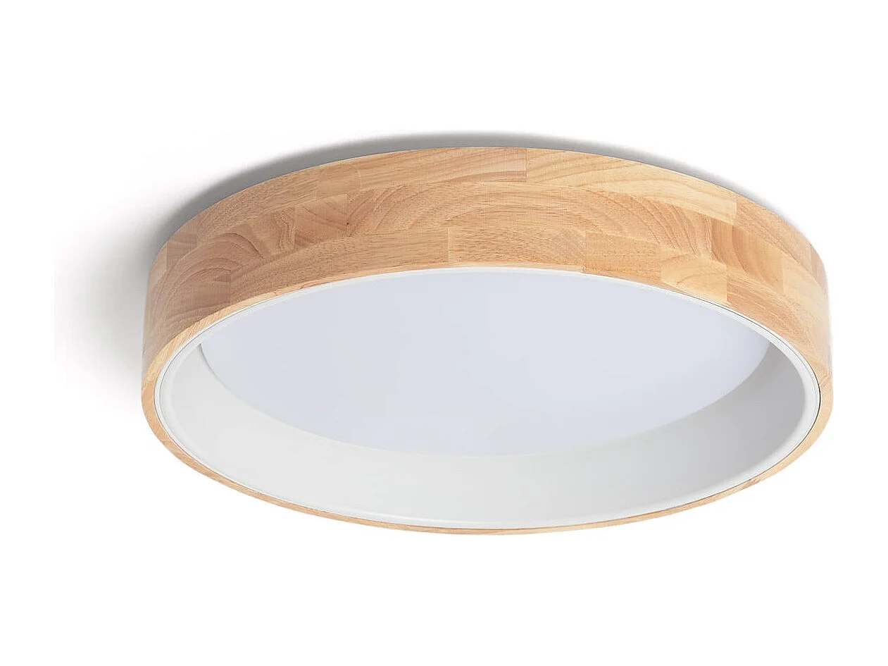 Plafón LED 20W Circular Madera y Aluminio Ø470 mm CCT Seleccionable Dari Blanco