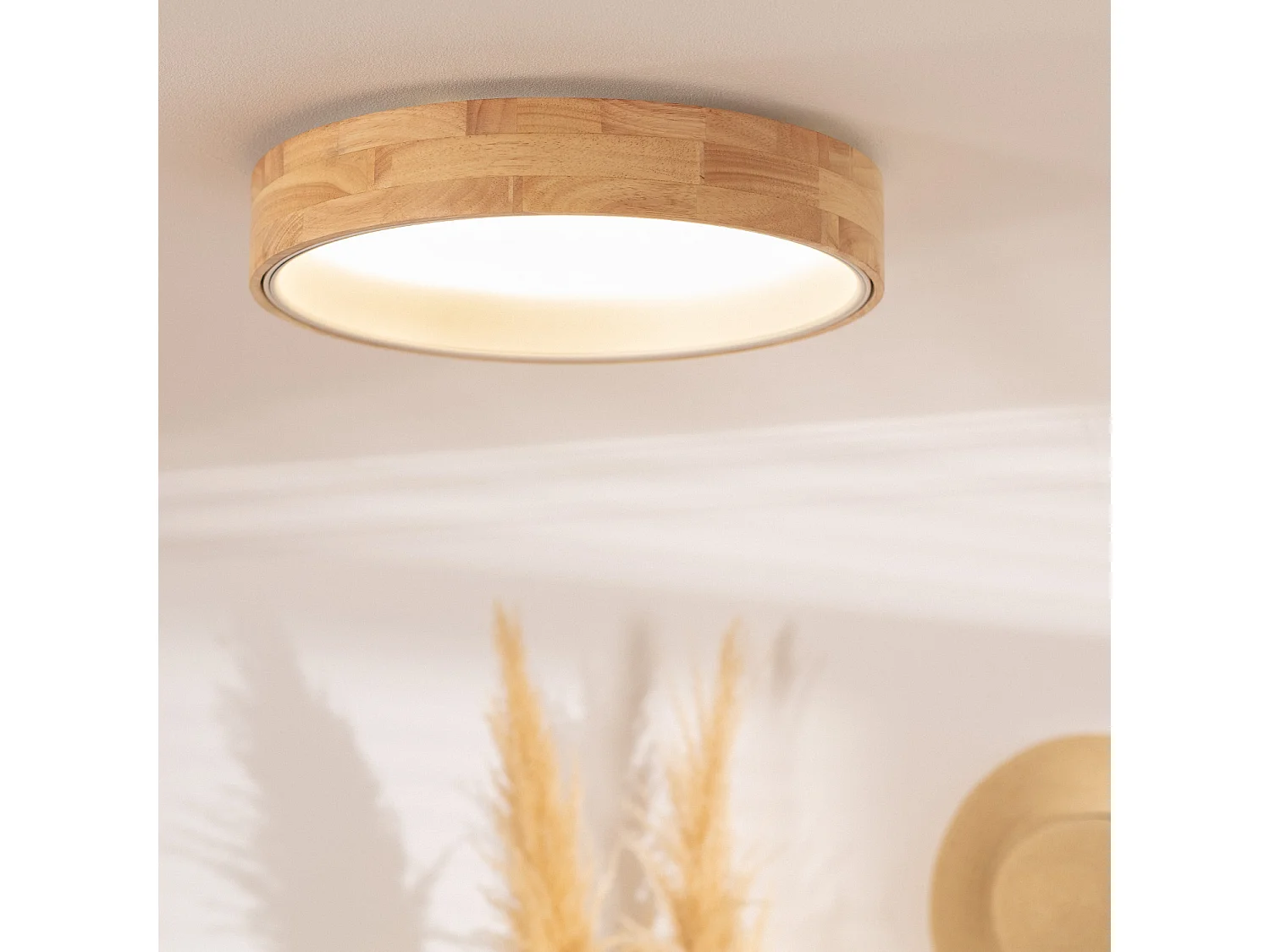 Plafón LED 20W Circular Madera y Aluminio Ø470 mm CCT Seleccionable Dari Blanco