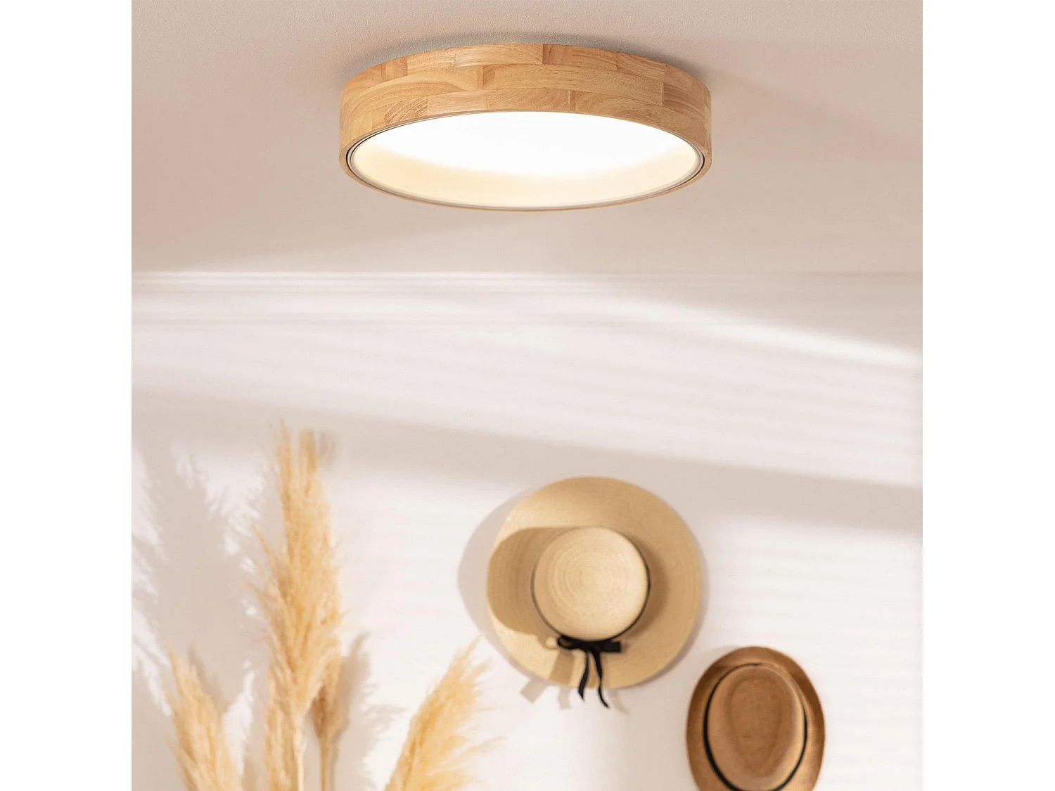 Plafón LED 20W Circular Madera y Aluminio Ø470 mm CCT Seleccionable Dari Blanco
