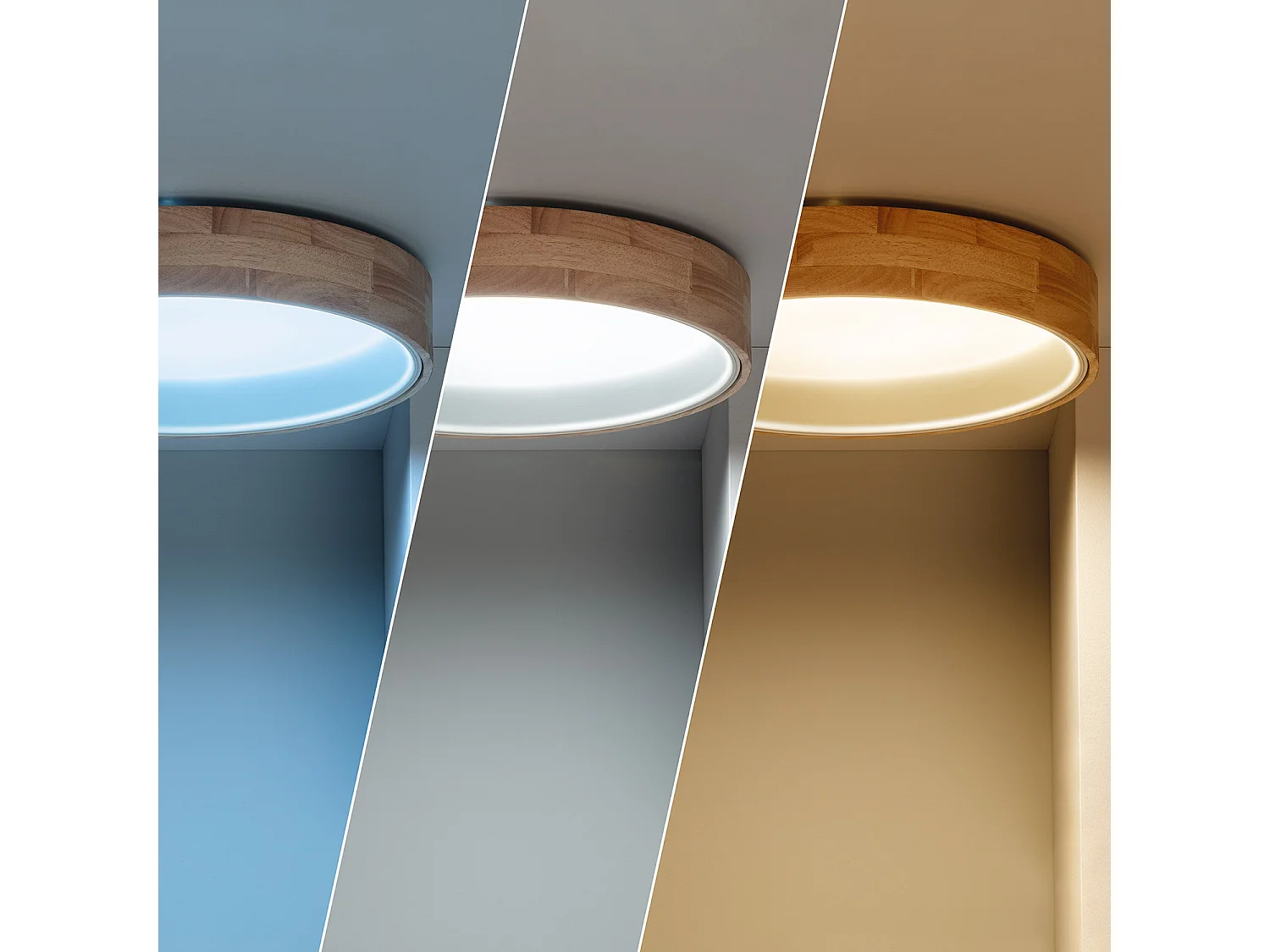 Plafón LED 20W Circular Madera y Aluminio Ø470 mm CCT Seleccionable Dari Blanco