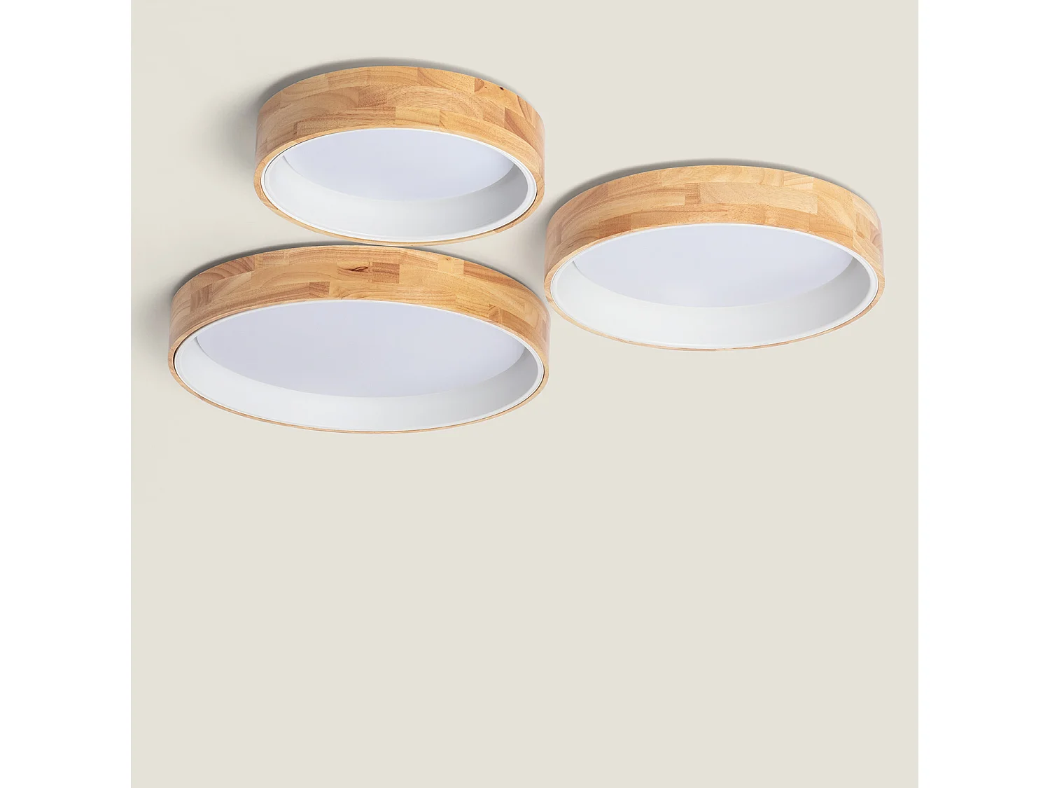 Plafón LED 20W Circular Madera y Aluminio Ø470 mm CCT Seleccionable Dari Blanco