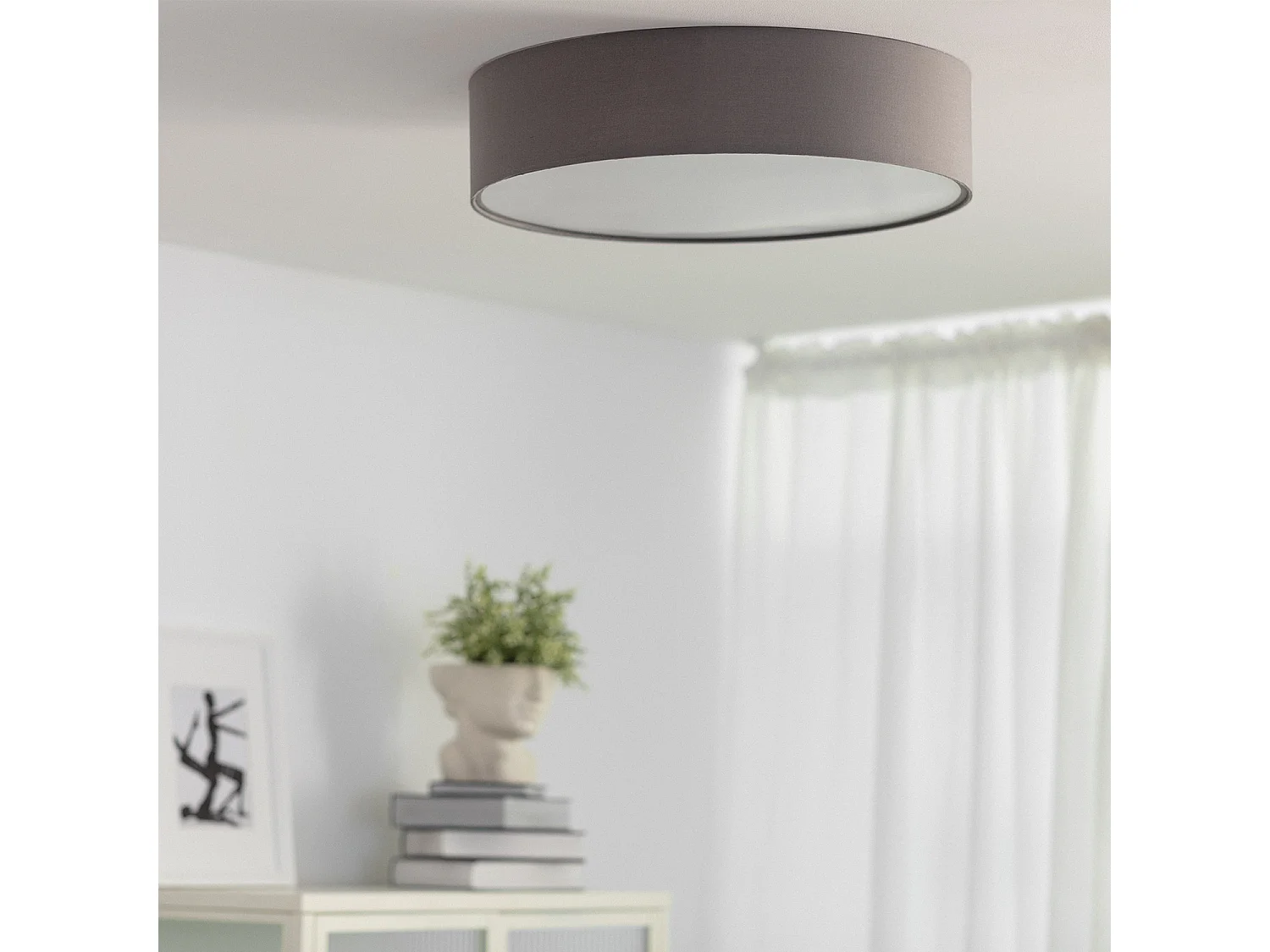 Plafonnier Rond Tissu Ranj Ø500 mm  Gris