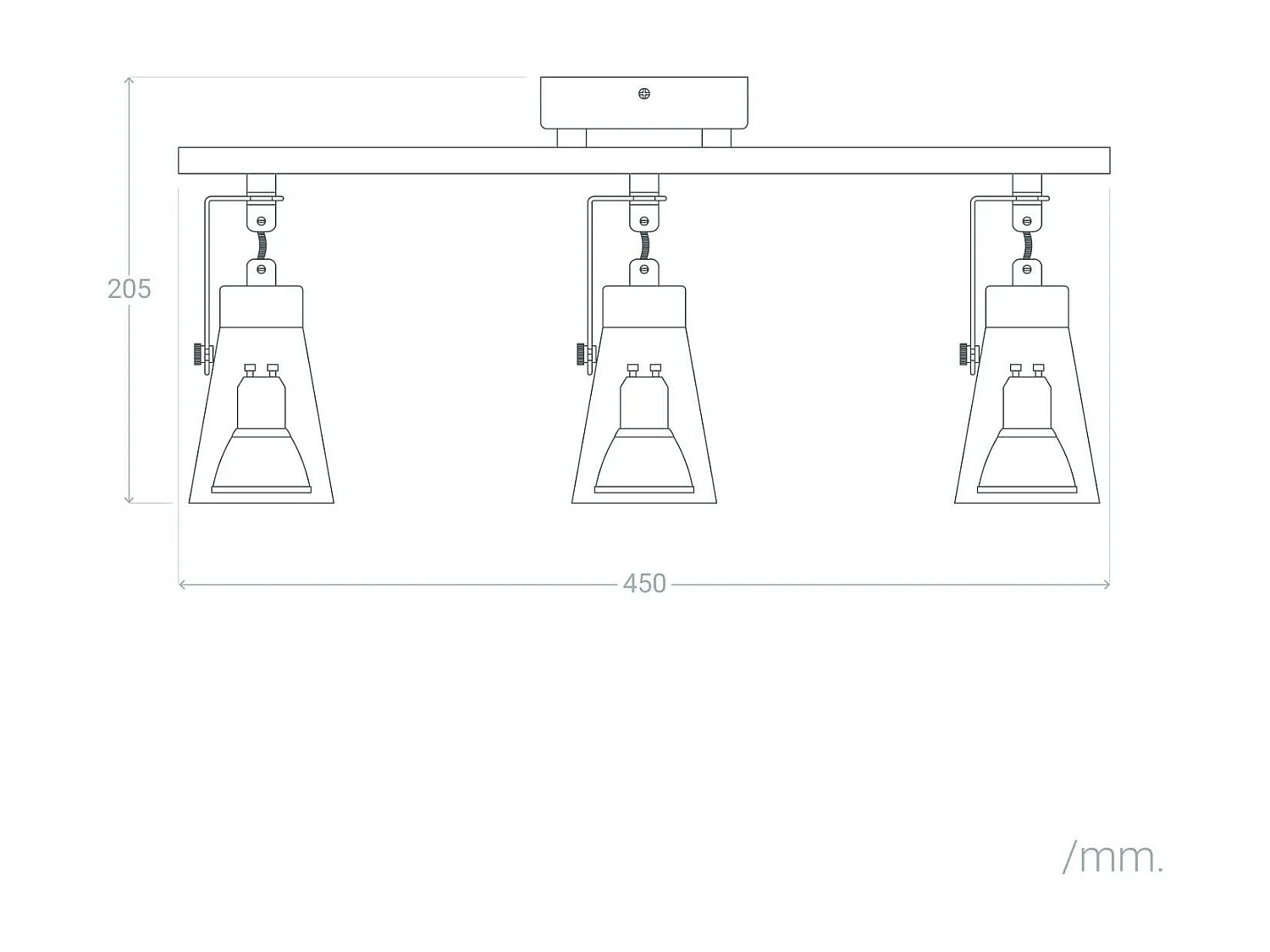 Lámpara de Techo Orientable Metal y Madera 3 Focos Mara Blanco