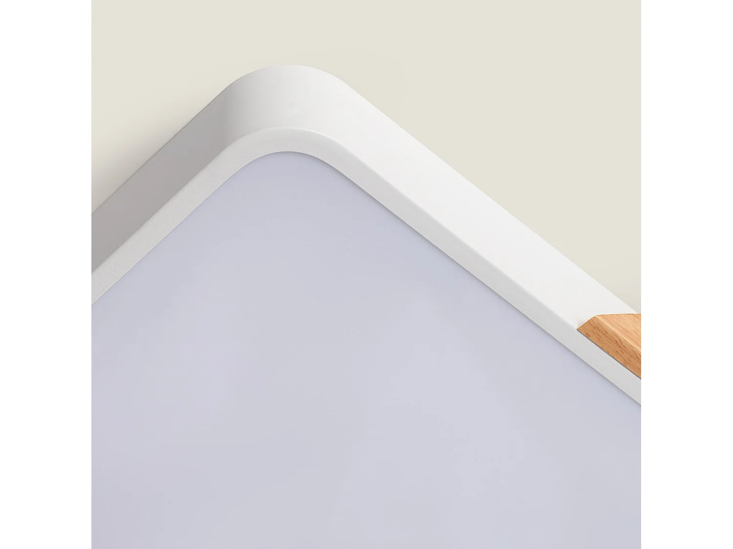 Plafonnier LED 18W Carré Bois et Aluminium 325x325 mm CCT Sélectionnable Semi-Dari Blanc