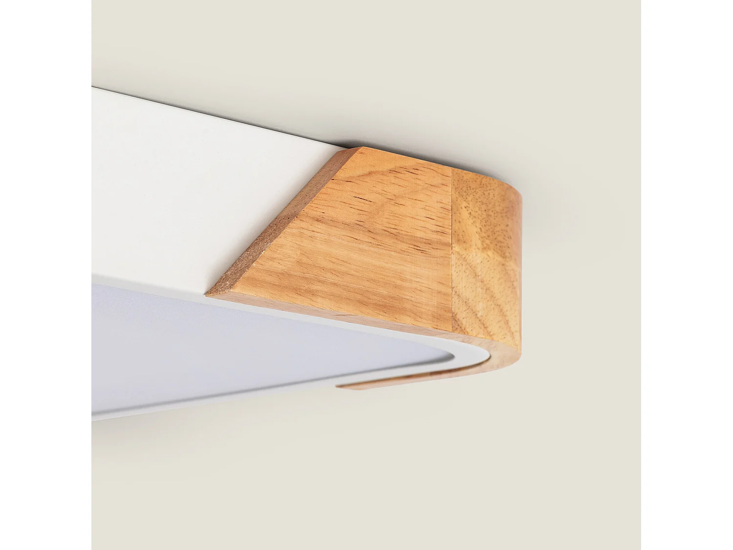 Plafonnier LED 18W Carré Bois et Aluminium 325x325 mm CCT Sélectionnable Semi-Dari Blanc