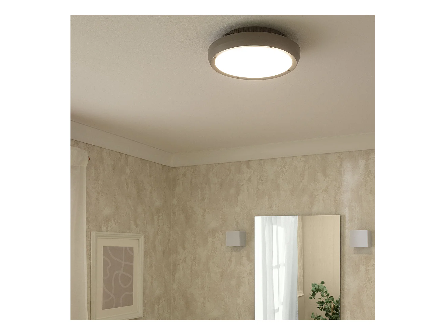 Plafonnier Rond Extérieur Curio IP65 Gris Ø300 mm  Gris