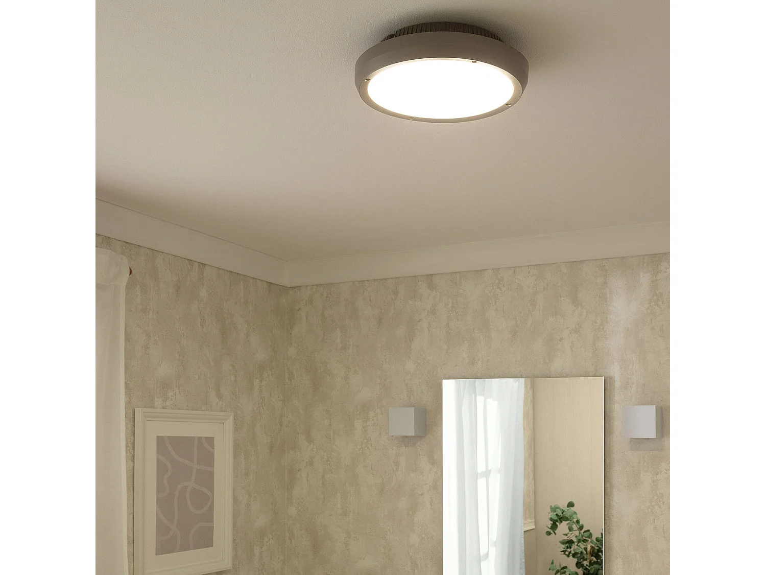 Plafonnier Rond Extérieur Curio IP65 Gris Ø300 mm  Gris