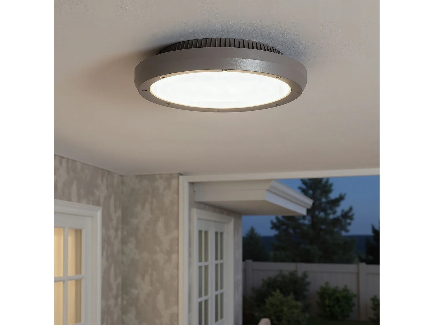 Plafonnier Rond Extérieur Curio IP65 Gris Ø300 mm  Gris