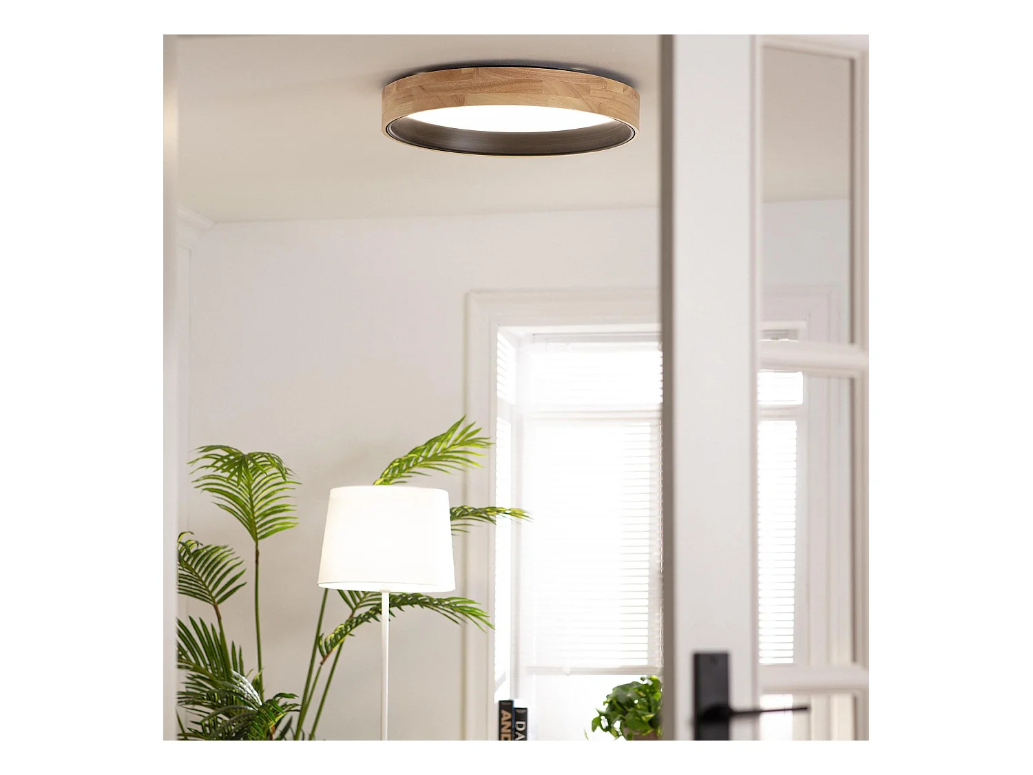 Plafón LED 30W Circular Madera Ø570 mm CCT Seleccionable Dari Negro