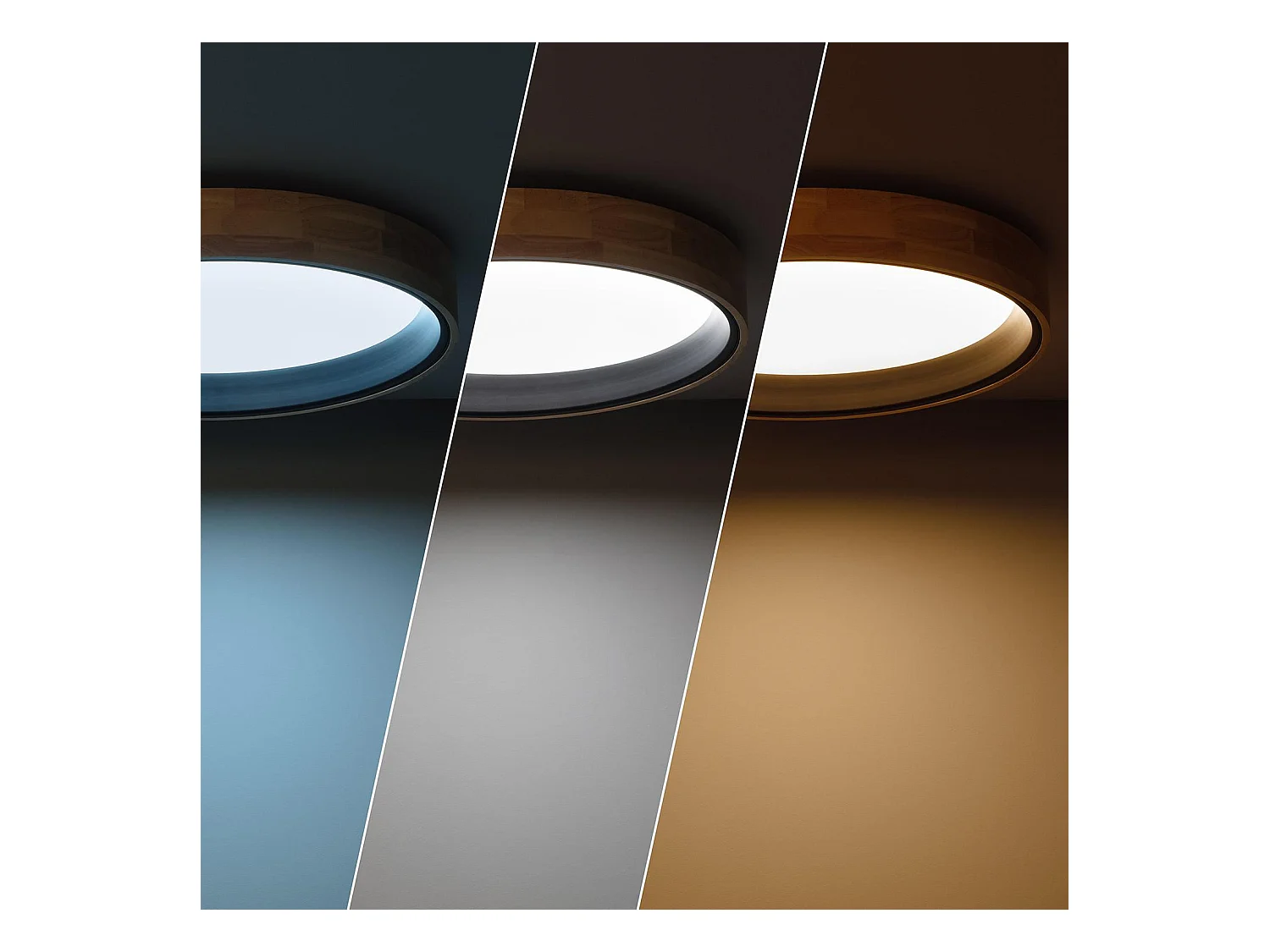 Plafón LED 30W Circular Madera Ø570 mm CCT Seleccionable Dari Negro