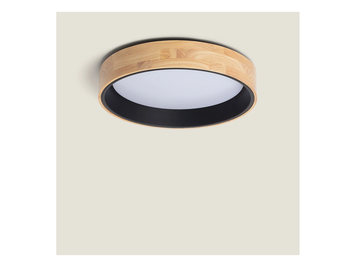 Plafón LED 30W Circular Madera Ø570 mm CCT Seleccionable Dari Negro