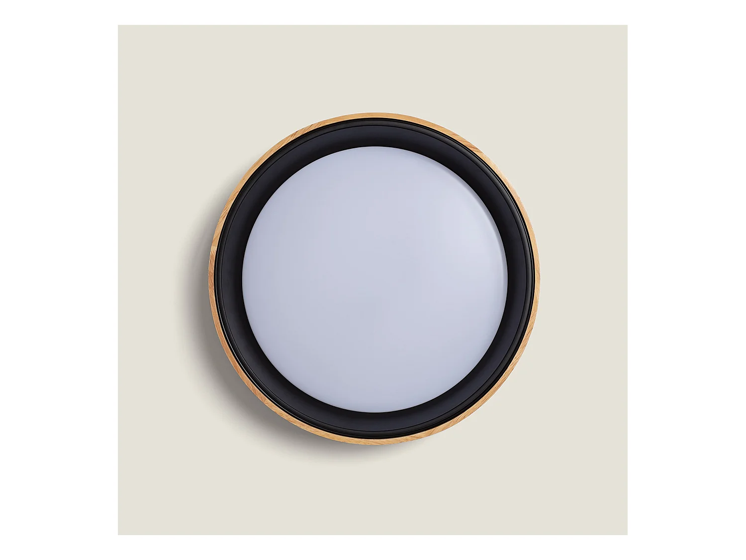 Plafón LED 30W Circular Madera Ø570 mm CCT Seleccionable Dari Negro