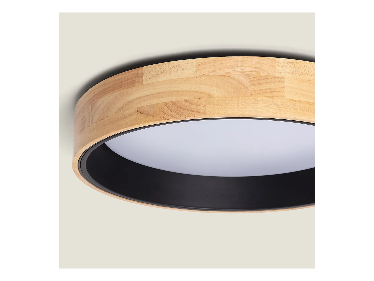 Plafón LED 30W Circular Madera Ø570 mm CCT Seleccionable Dari Negro