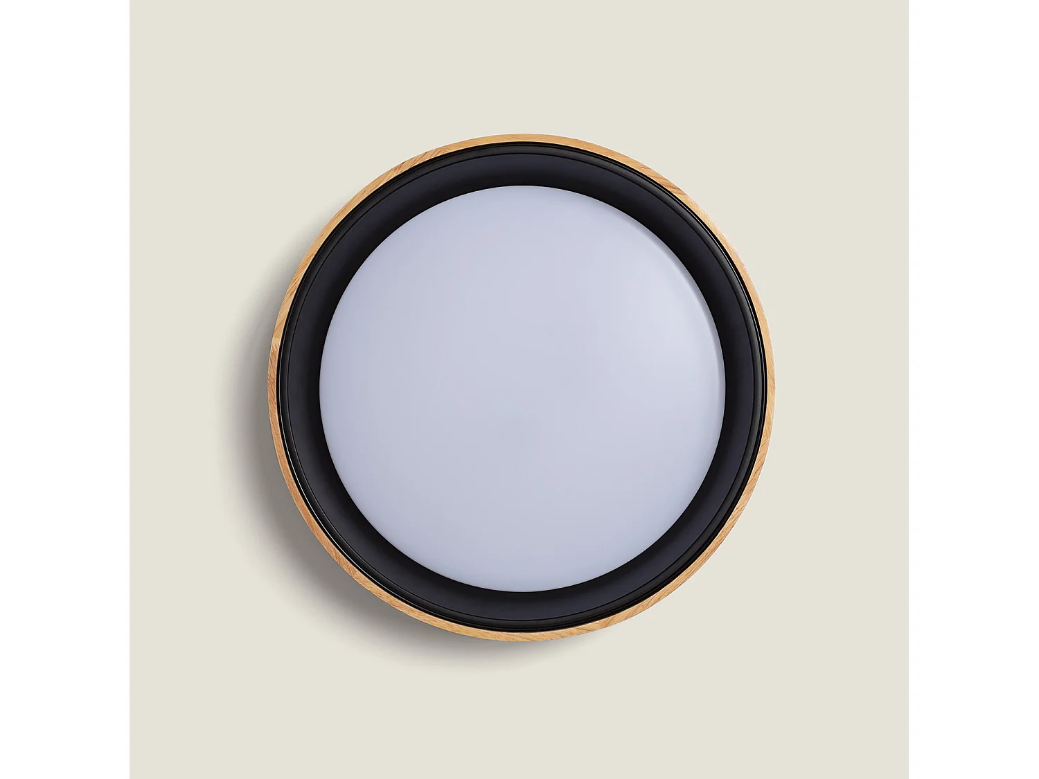Plafonnier LED Rond Bois 30W CCT Sélectionnable Dari Ø570 mm Noir