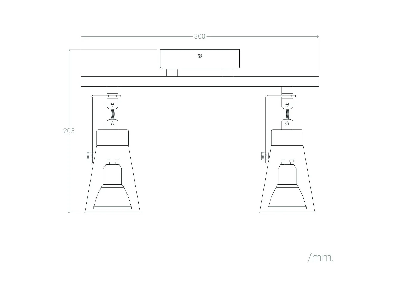 Lámpara de Techo Orientable Metal y Madera 2 Focos Mara Blanco
