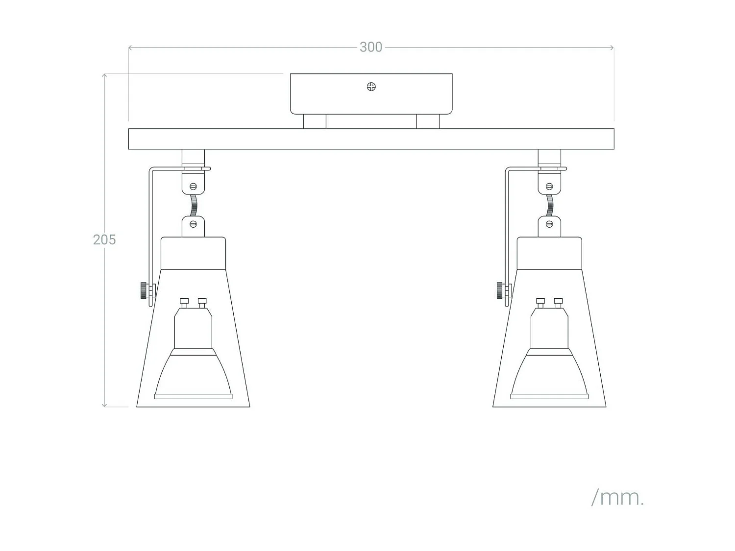 Plafonnier Orientable Métal et Bois Mara 2 Spots  Blanc