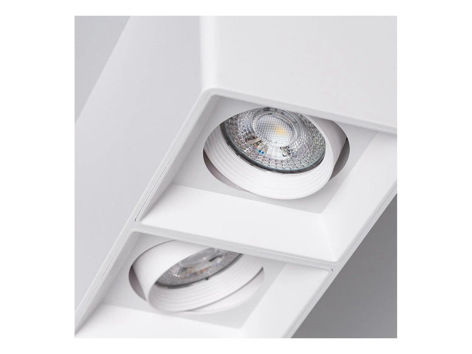 Plafonnier Space Carré Double Blanc avec Ampoule GU10 4000K Blanc neutre