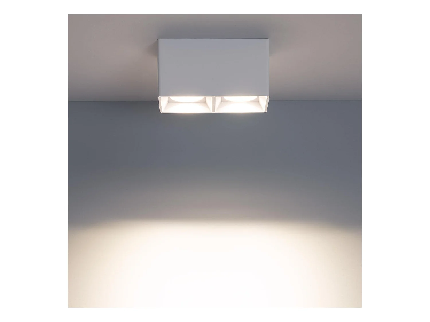 Plafonnier Space Carré Double Blanc avec Ampoule GU10 4000K Blanc neutre