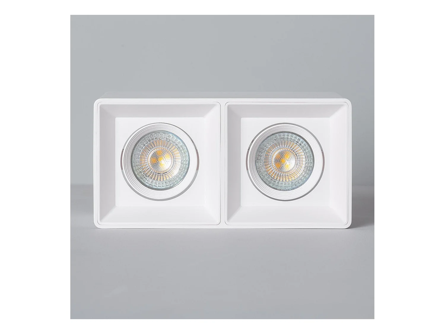 Plafonnier Space Carré Double Blanc avec Ampoule GU10 4000K Blanc neutre