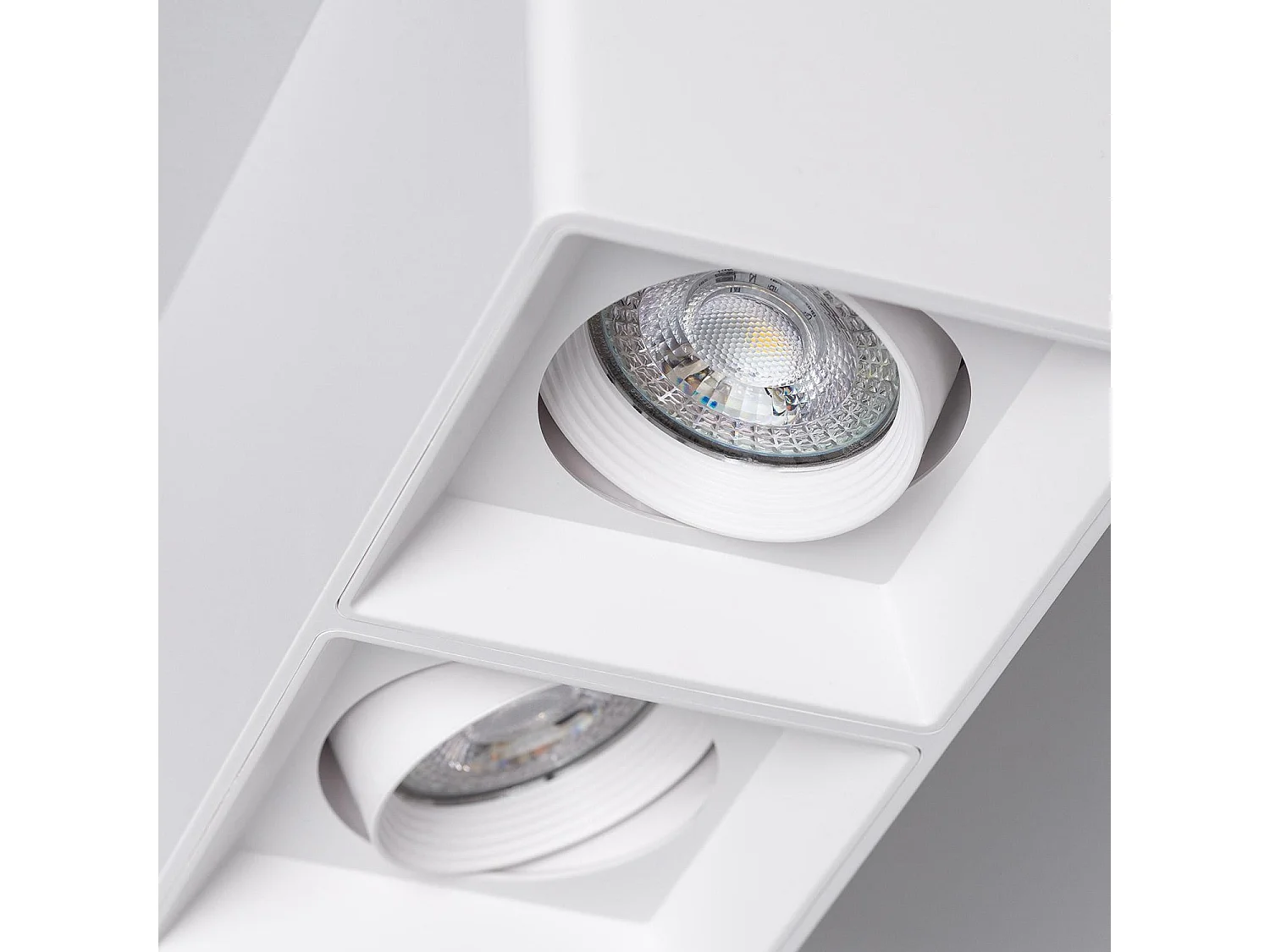 Plafonnier Space Carré Double Blanc avec Ampoule GU10 4000K Blanc neutre