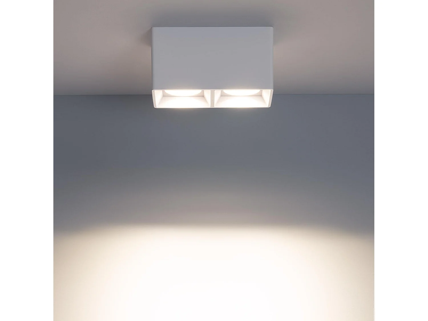 Plafonnier Space Carré Double Blanc avec Ampoule GU10 4000K Blanc neutre