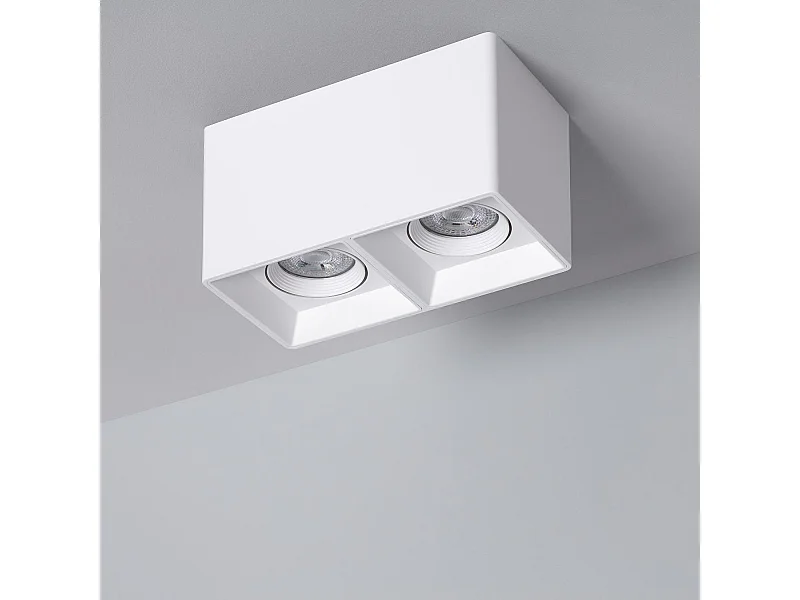 Plafonnier Space Carré Double Blanc avec Ampoule GU10 4000K Blanc neutre