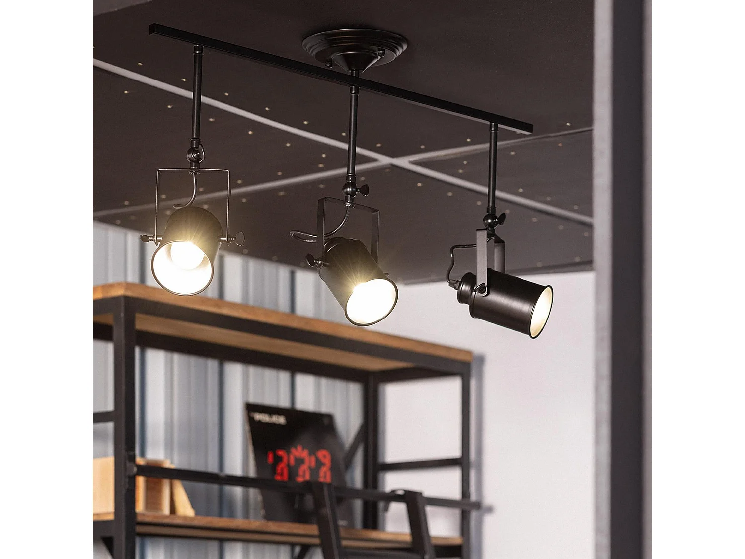 Lámpara de Techo Metal 3 Focos Kijiko Negro