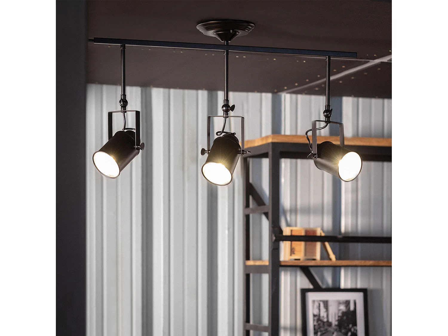 Lámpara de Techo Metal 3 Focos Kijiko Negro