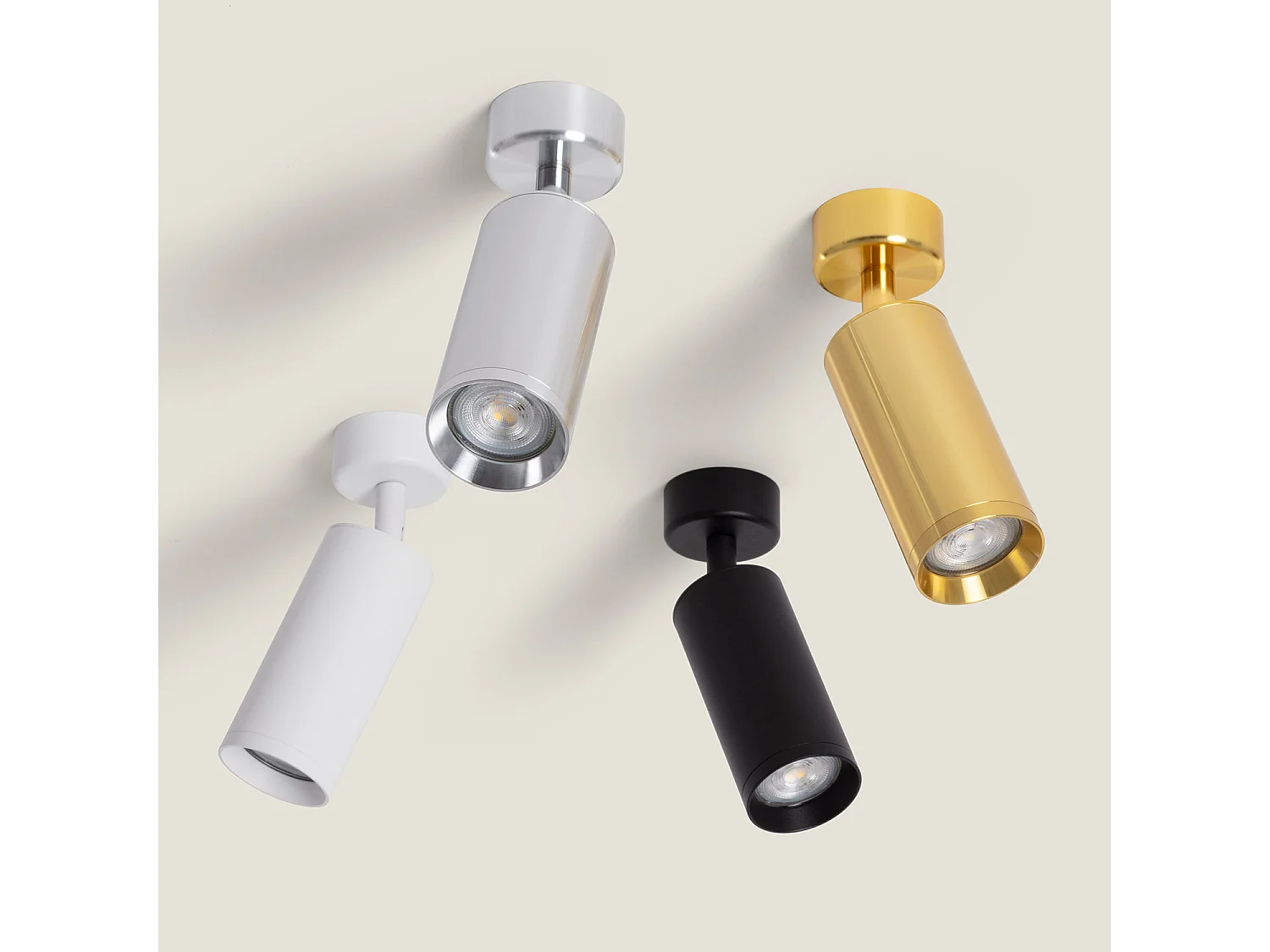 Spot à Douille Aluminium Quartz pour Ampoule GU10 Doré