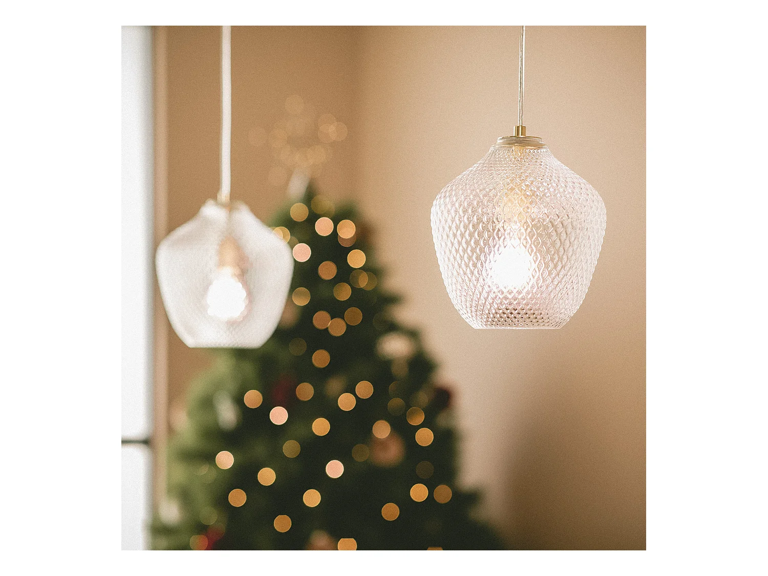 Lámpara Colgante Metal y Cristal Stiklu Dorado