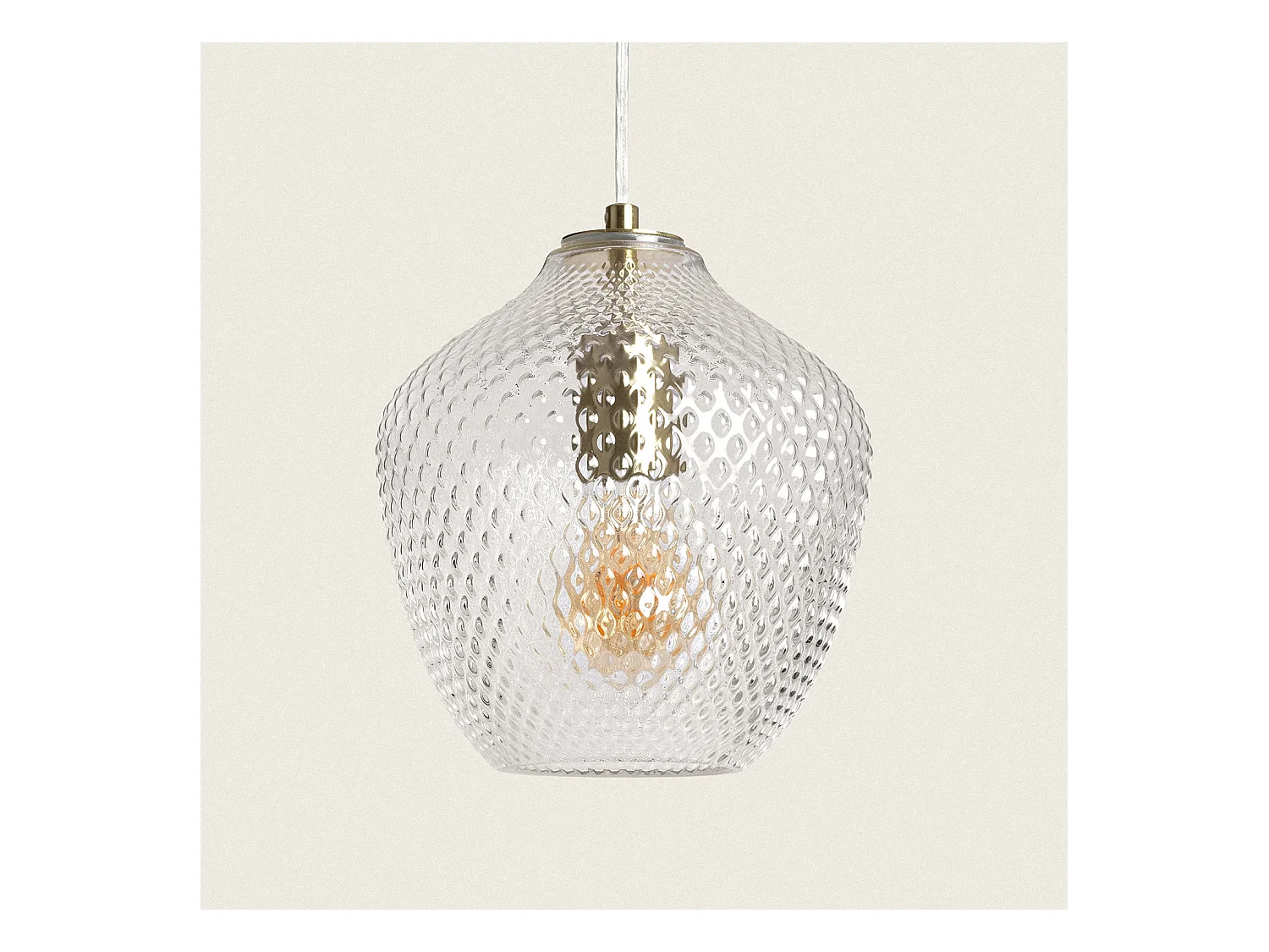 Lámpara Colgante Metal y Cristal Stiklu Dorado