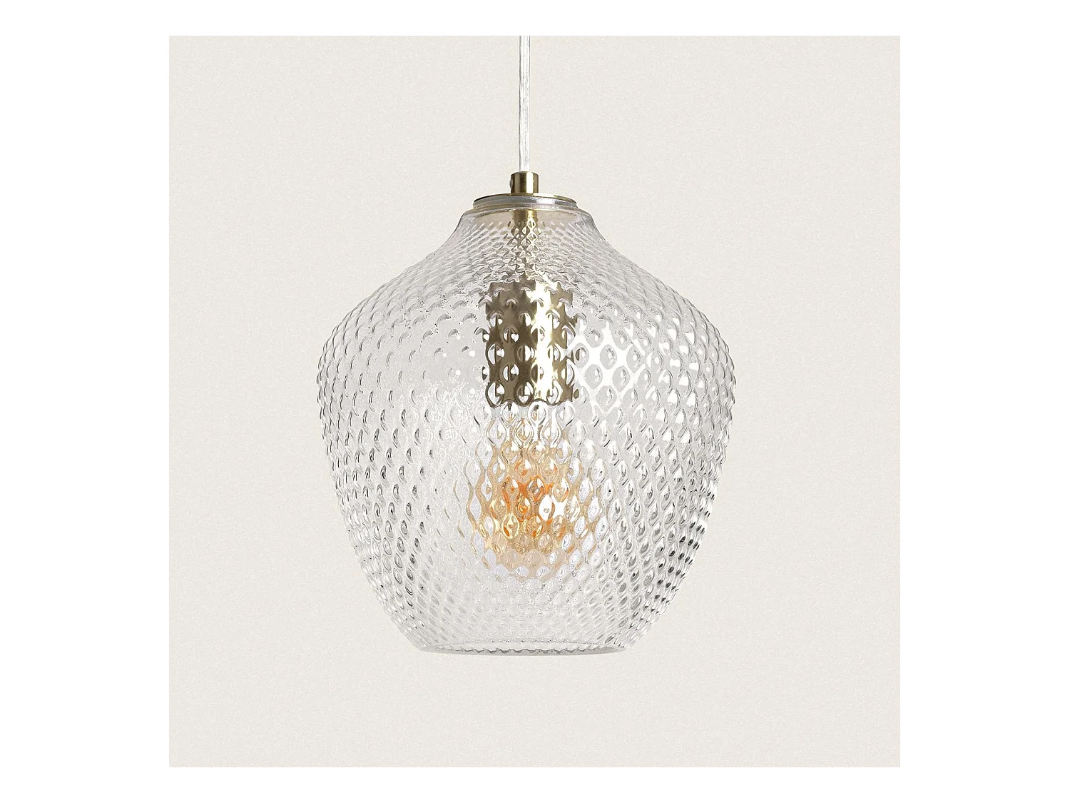 Lámpara Colgante Metal y Cristal Stiklu Dorado