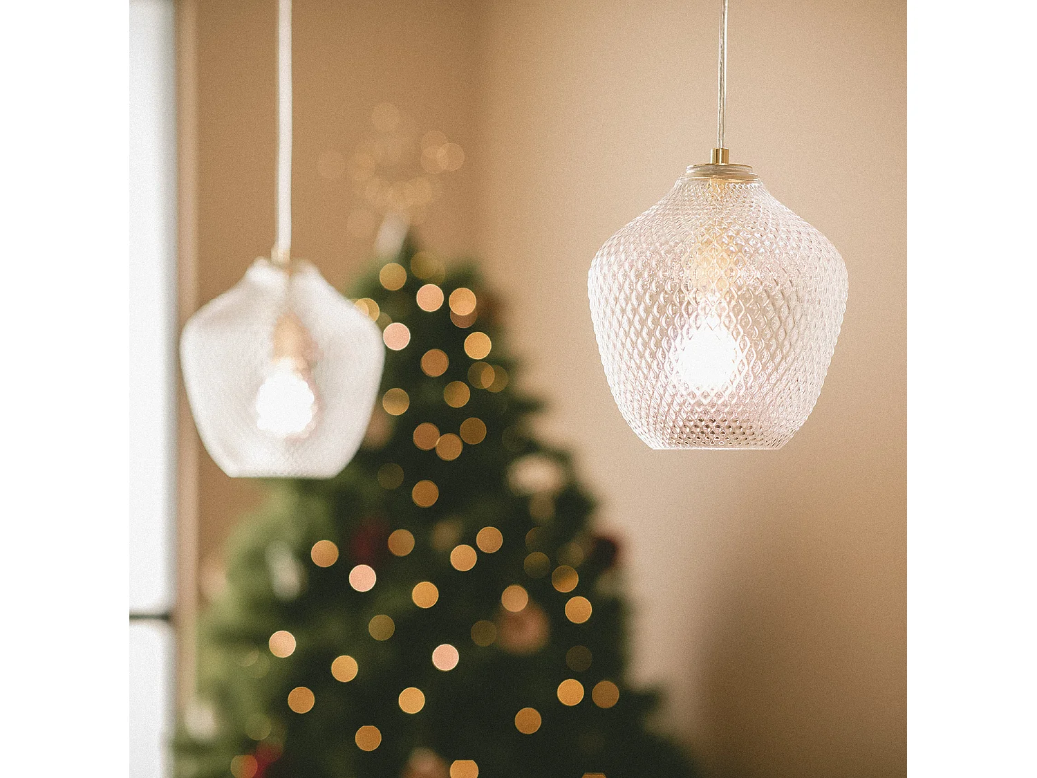 Suspension Métal et Verre Stiklu  Doré