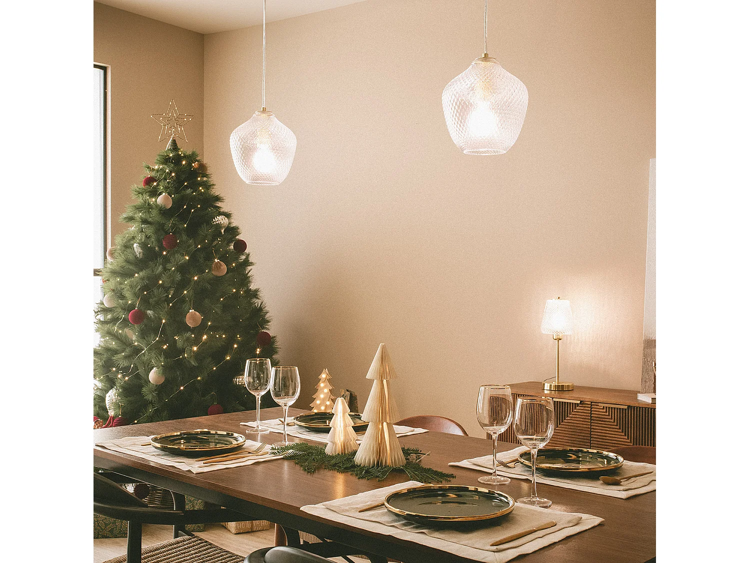 Suspension Métal et Verre Stiklu  Doré