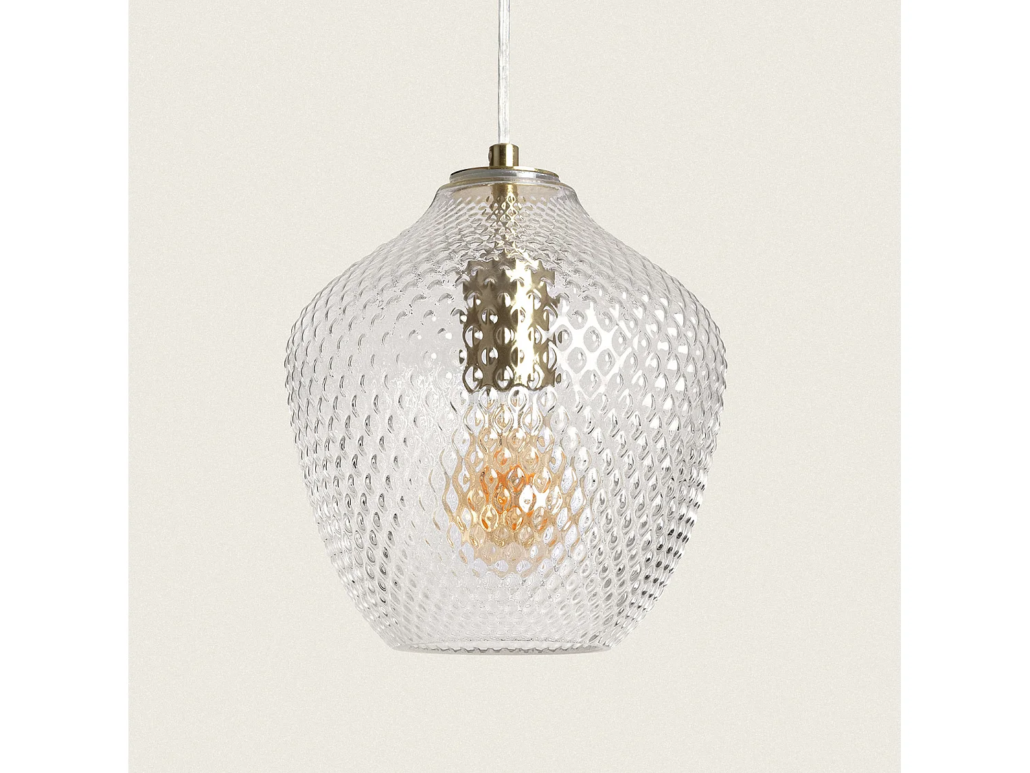 Lámpara Colgante Metal y Cristal Stiklu Dorado