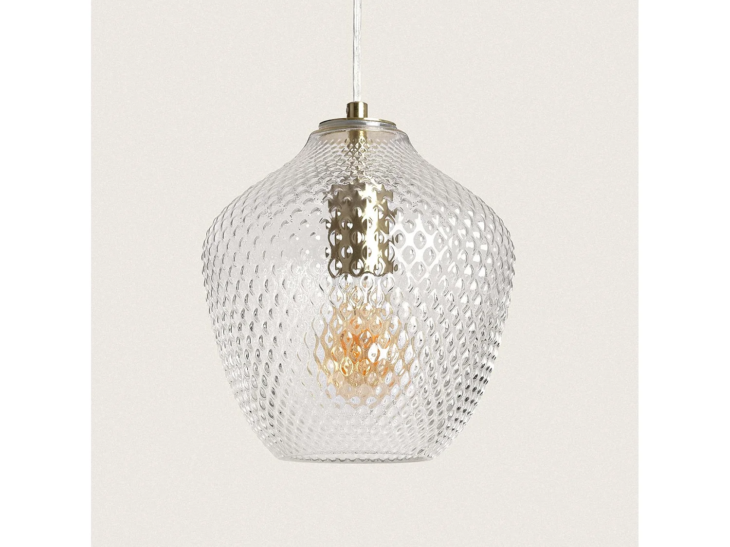 Lámpara Colgante Metal y Cristal Stiklu Dorado