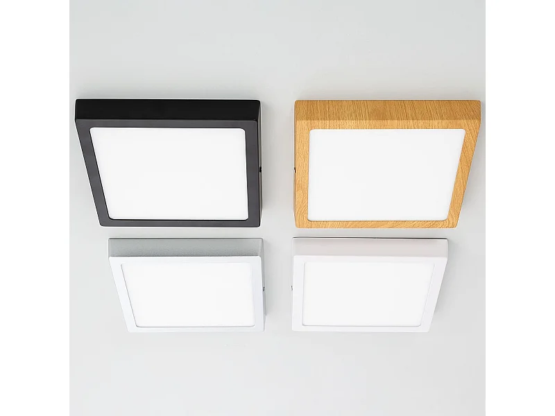 Plafonnier LED 18W Carré Aluminium 210x210 mm Slim CCT Sélectionnable Galán SwitchDimm Noir