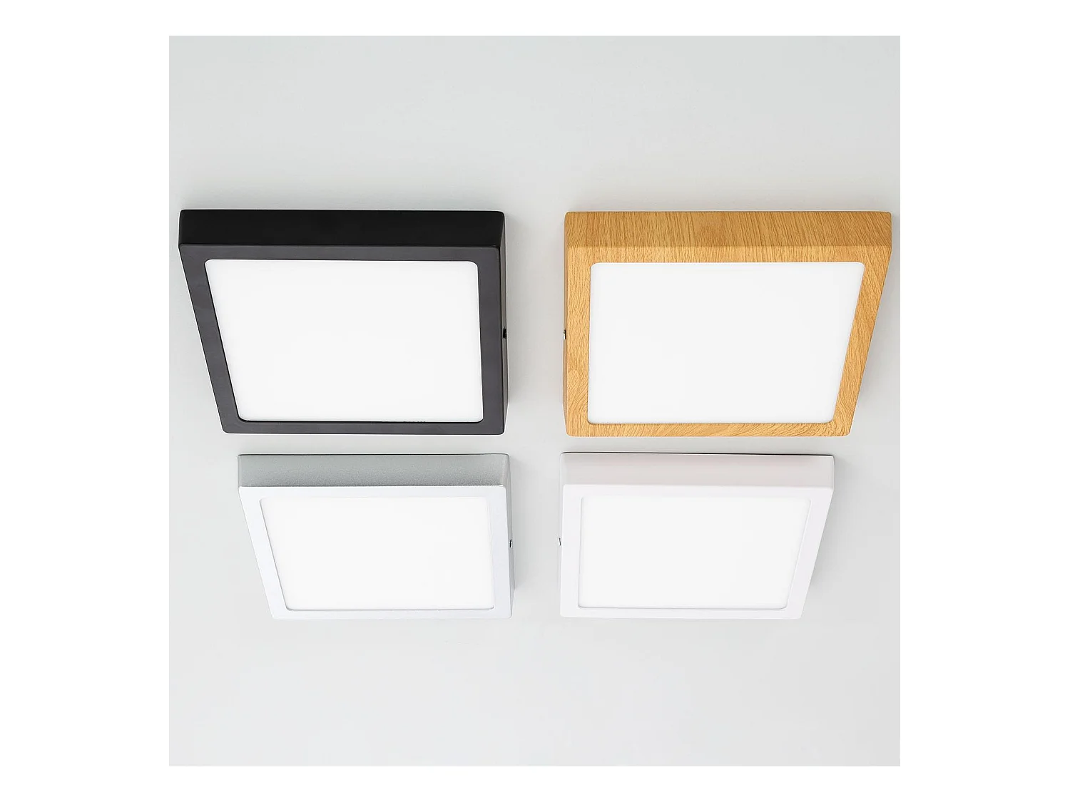 Plafonnier LED 18W Carré Aluminium 210x210 mm Slim CCT Sélectionnable Galán SwitchDimm Noir