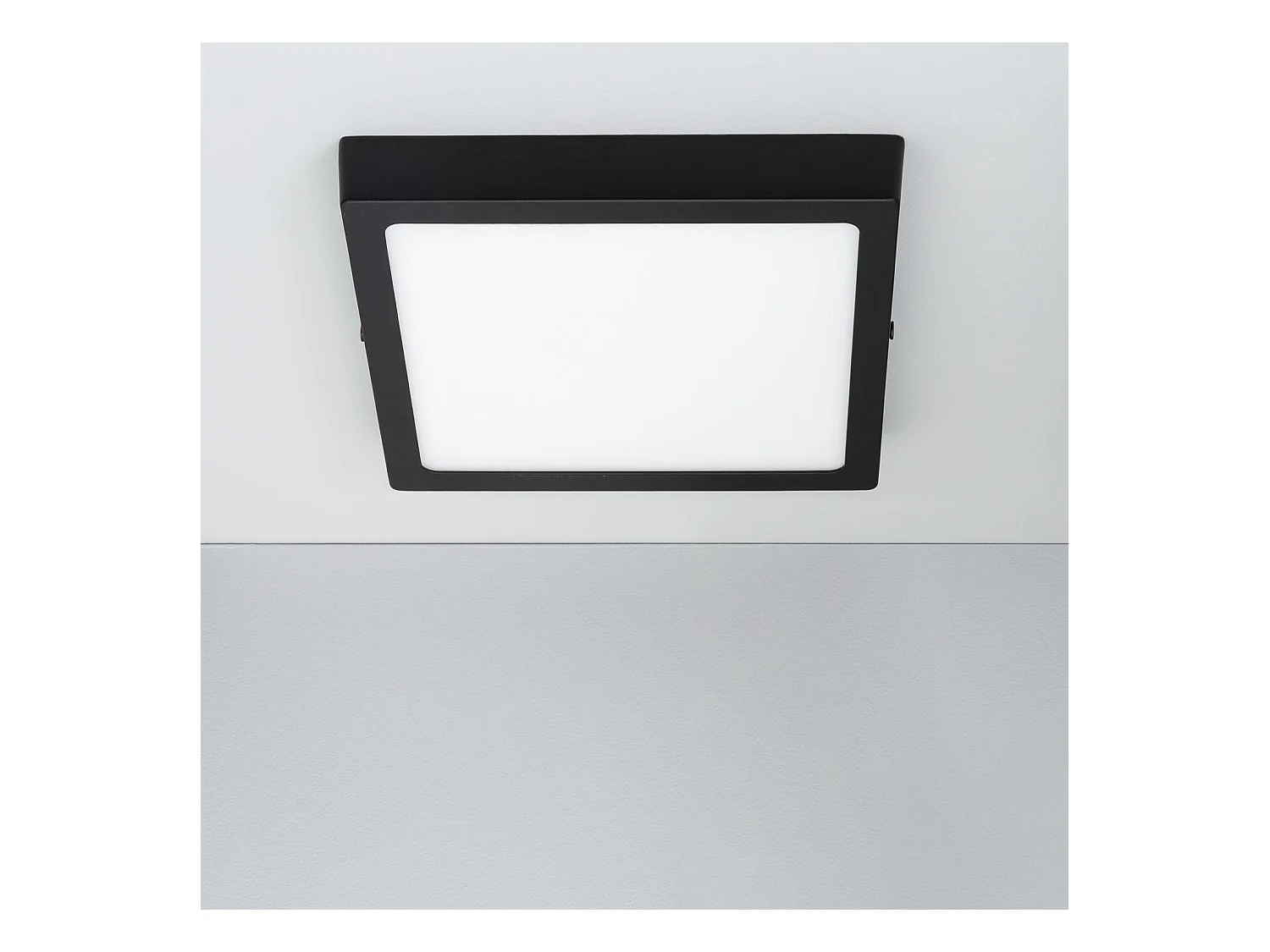 Plafonnier LED 18W Carré Aluminium 210x210 mm Slim CCT Sélectionnable Galán SwitchDimm Noir
