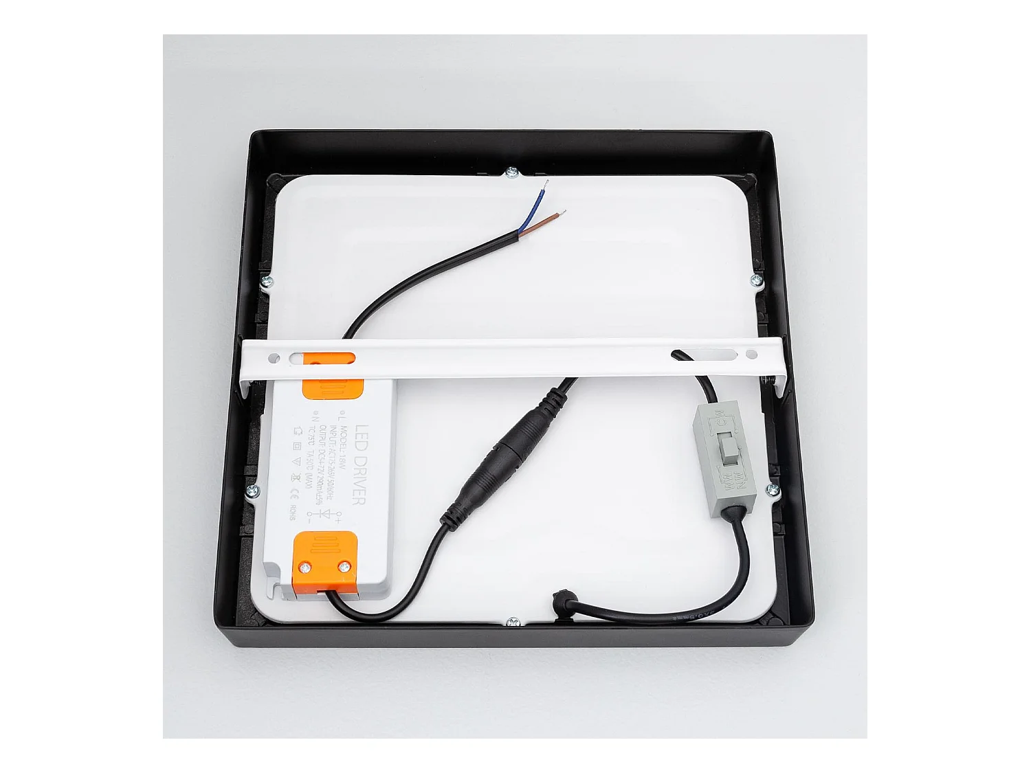 Plafonnier LED 18W Carré Aluminium 210x210 mm Slim CCT Sélectionnable Galán SwitchDimm Noir