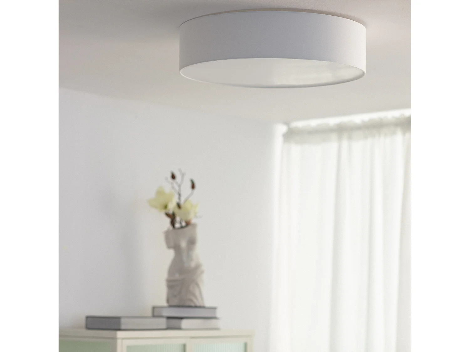 Plafonnier Rond Tissu Ranj Ø500 mm  Blanc