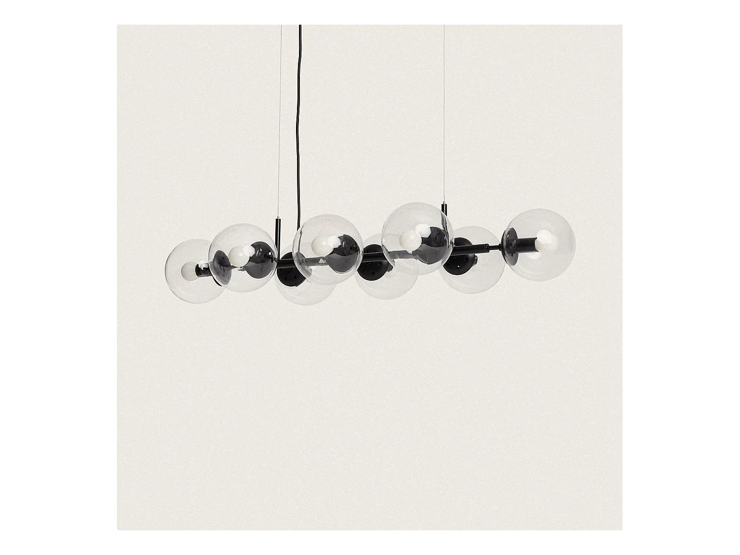 Lámpara Colgante Metal y Cristal Wassily 8 Focos Negro