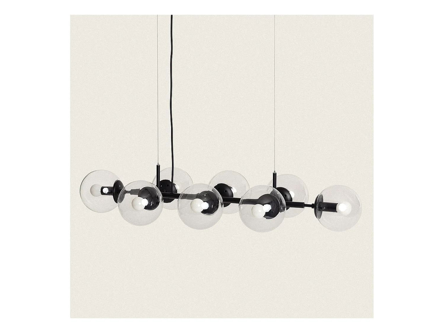 Lámpara Colgante Metal y Cristal Wassily 8 Focos Negro