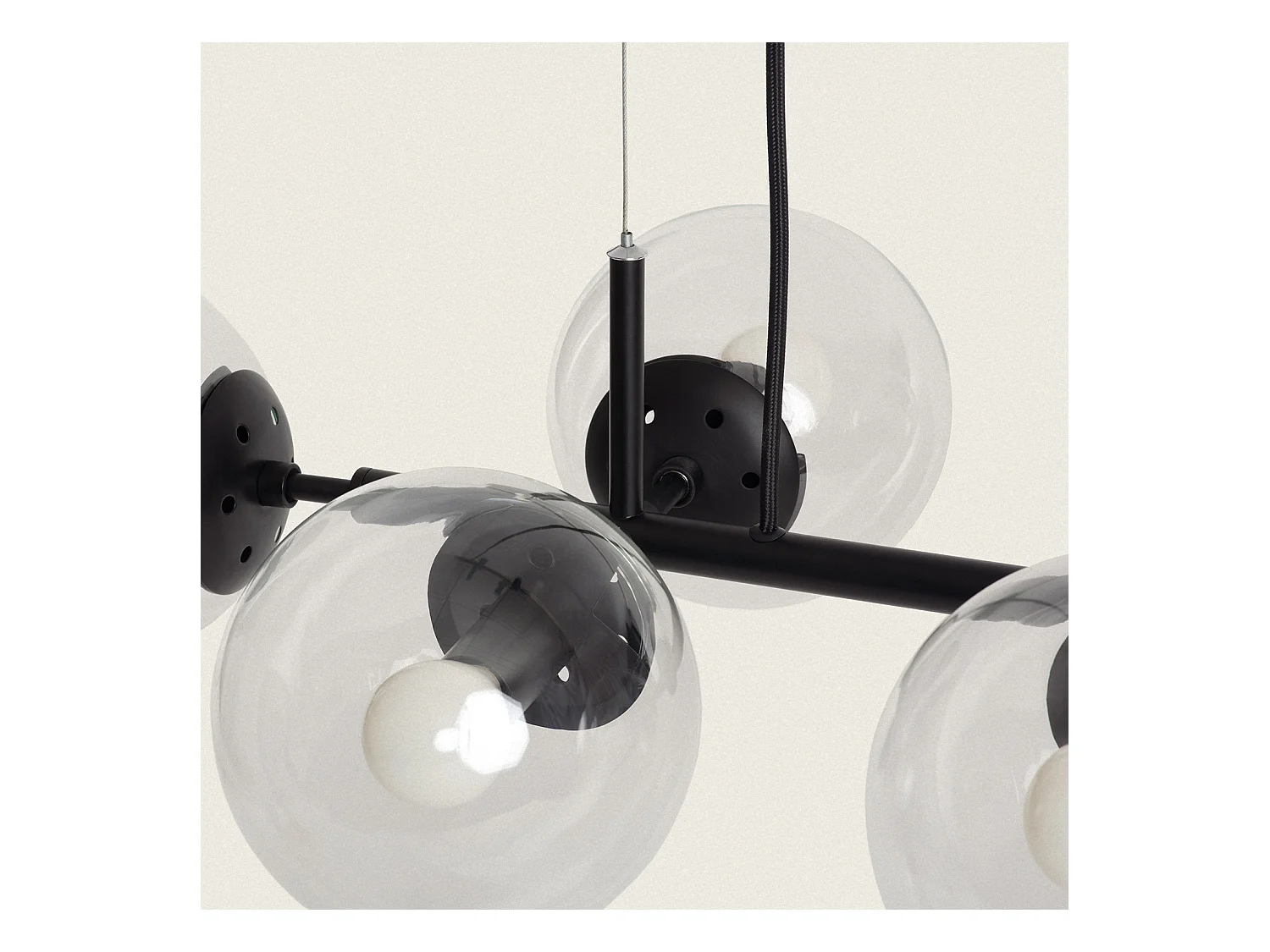 Lámpara Colgante Metal y Cristal Wassily 8 Focos Negro