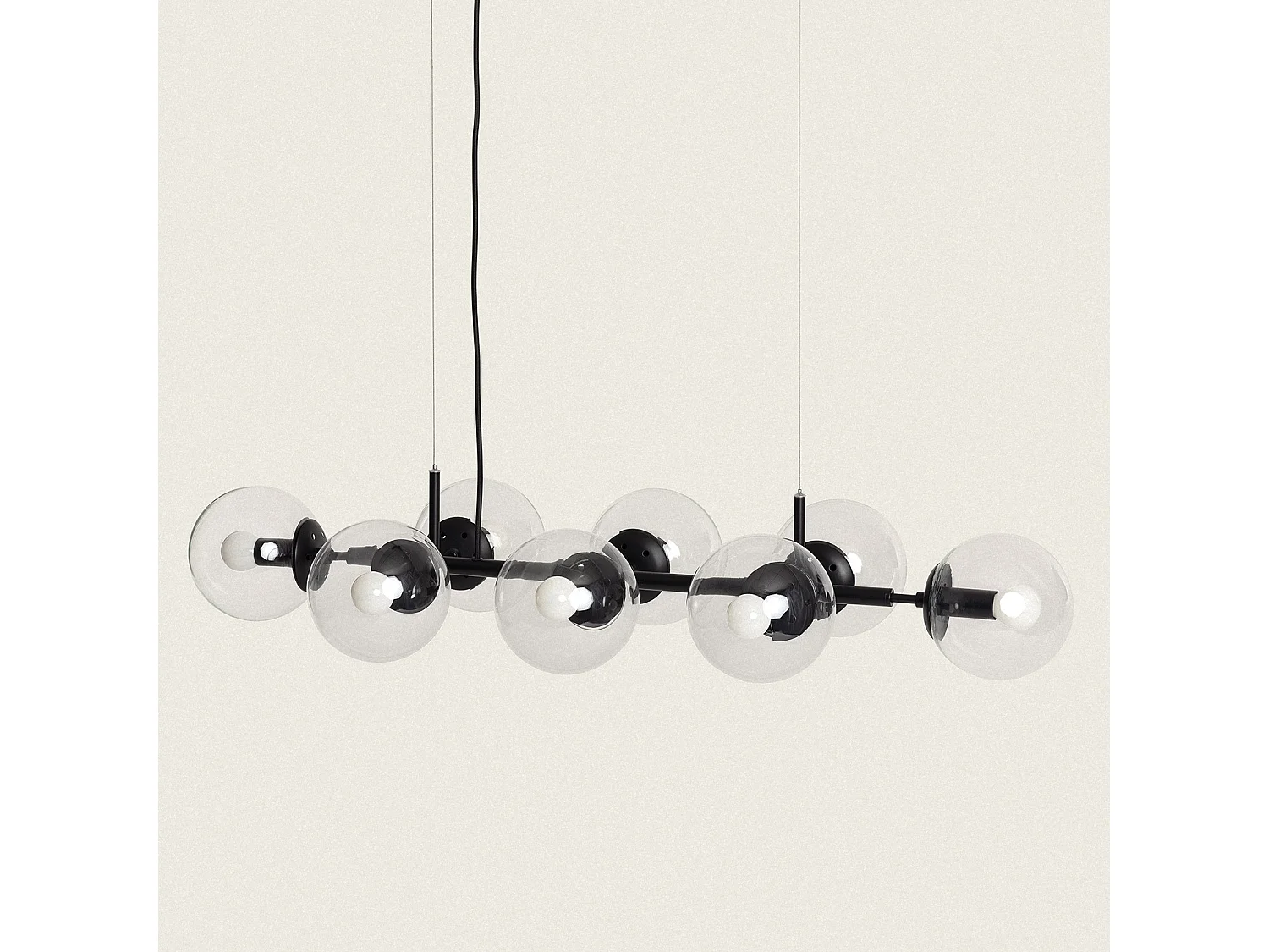 Suspension Métal et Verre Wassily 8 Spots  Noir