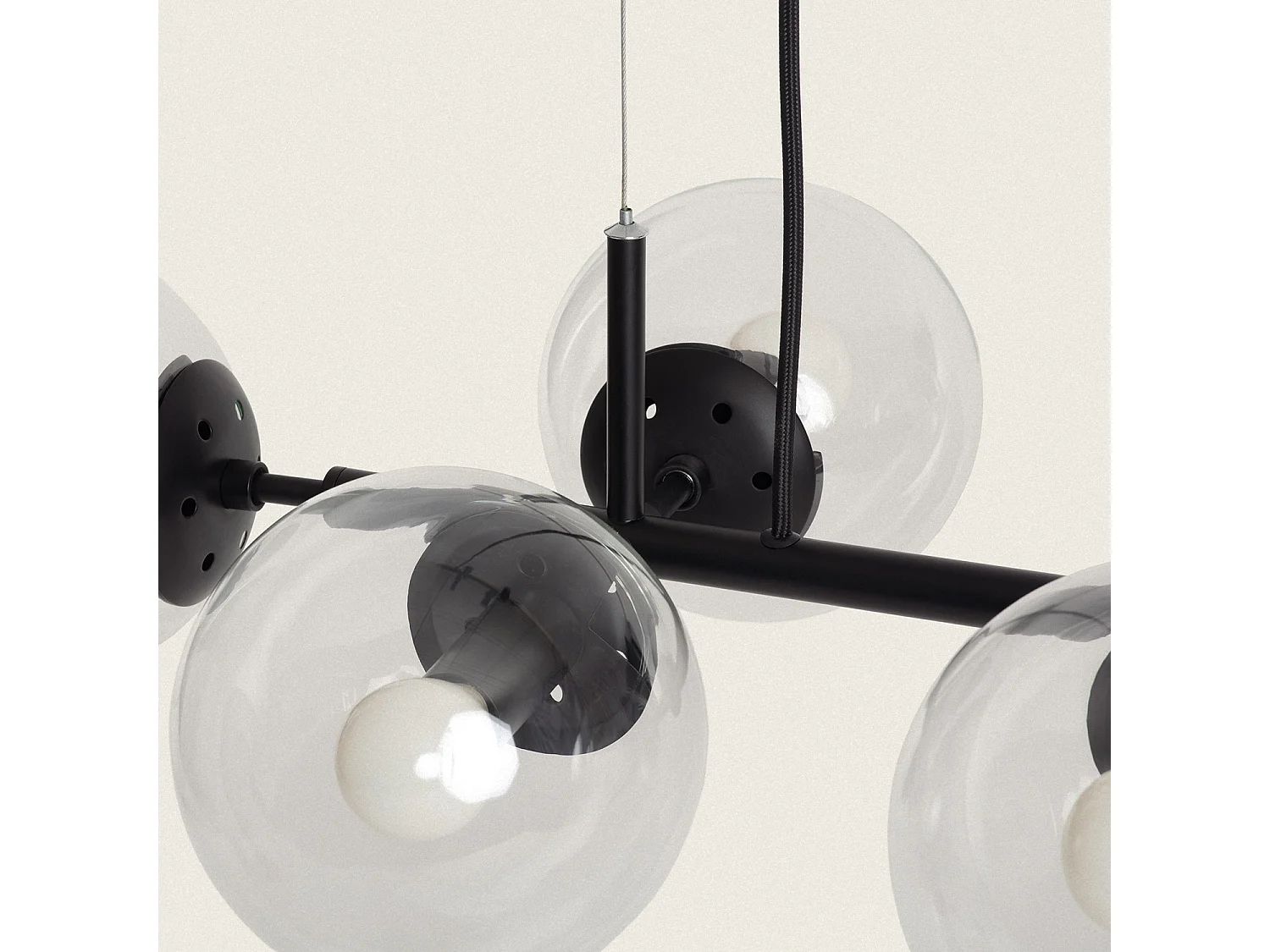 Suspension Métal et Verre Wassily 8 Spots  Noir