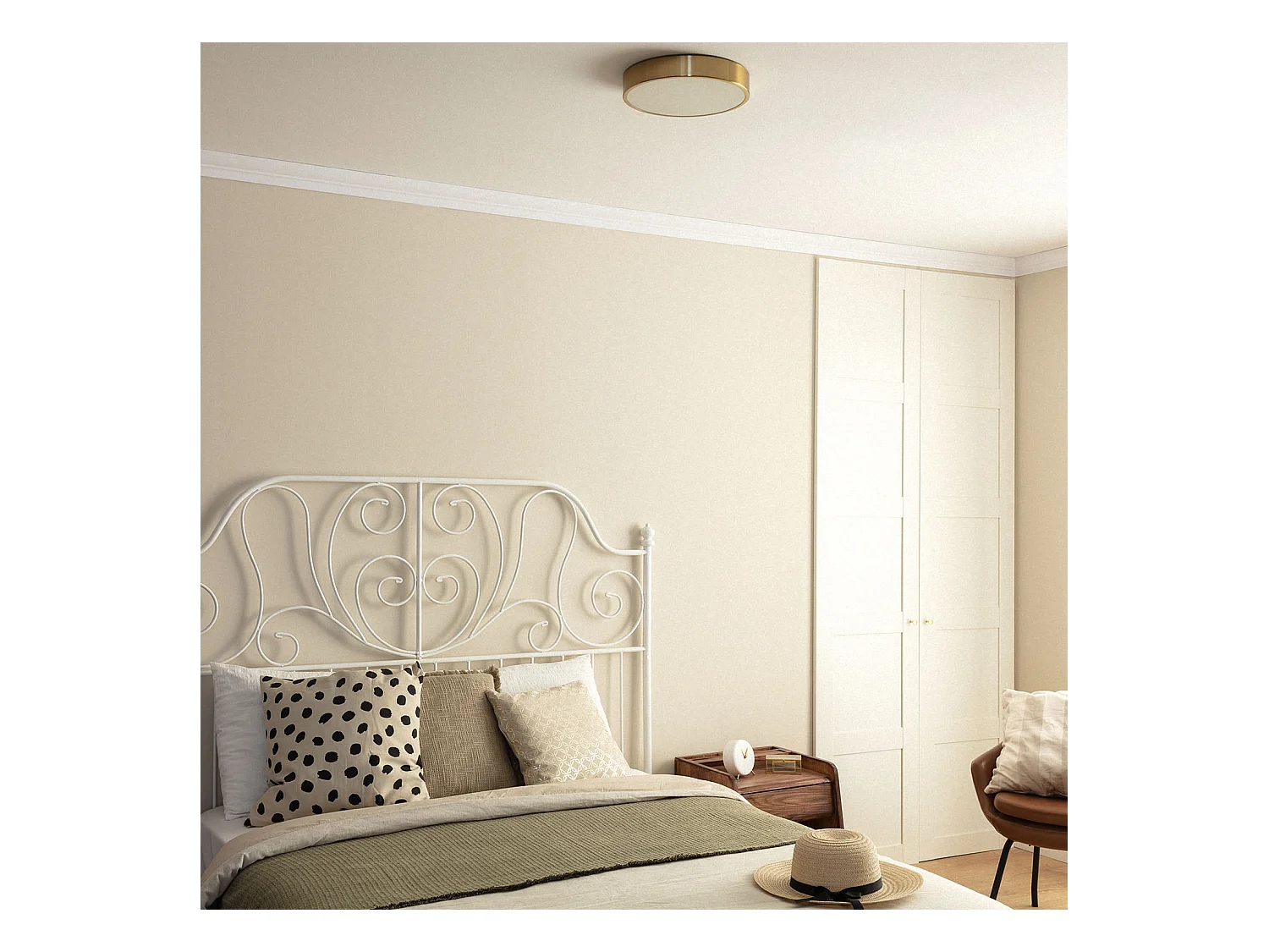 Plafonnier LED Rond Métal 18W CCT Sélectionnable Haydn Ø300 mm Doré