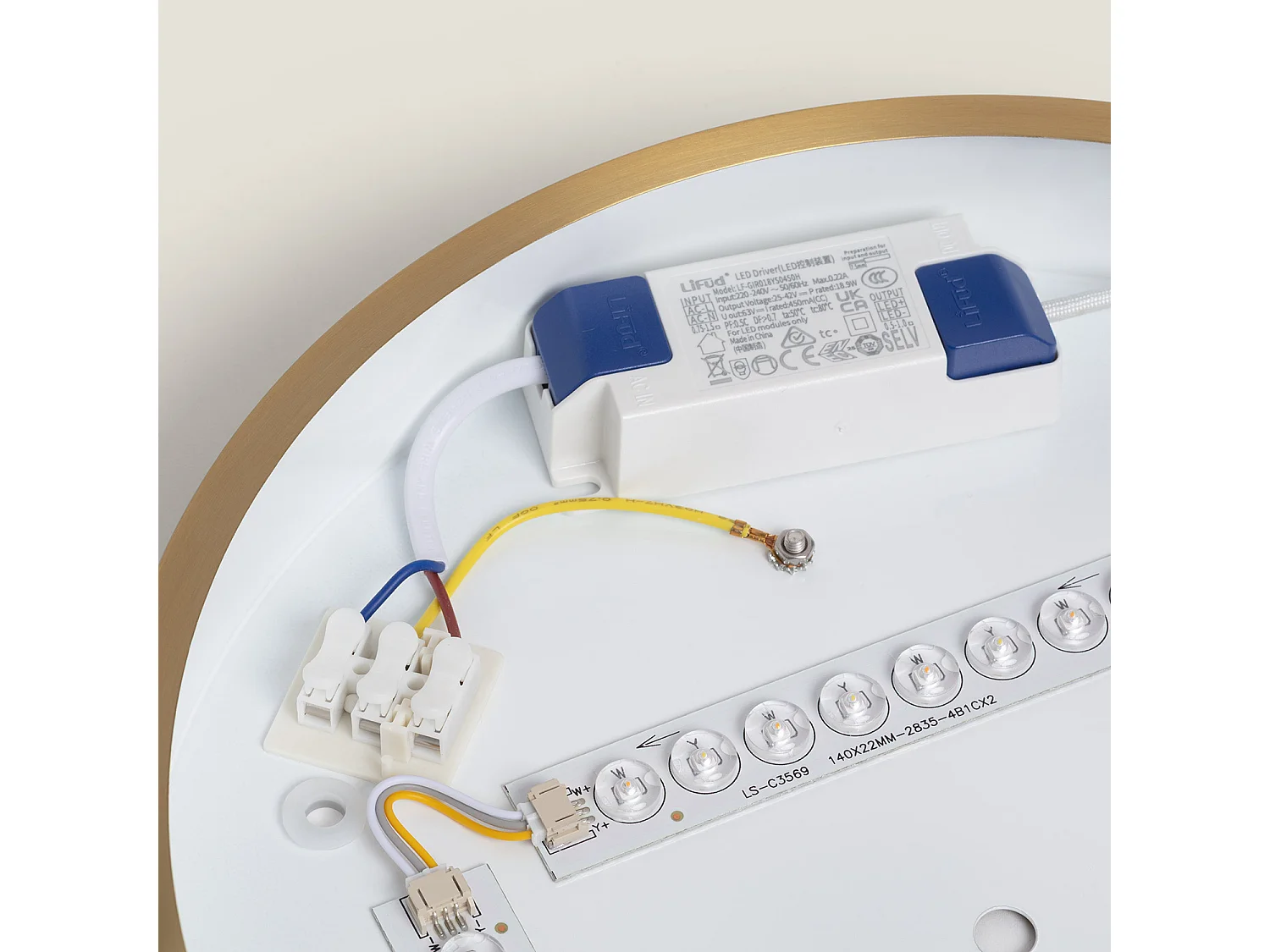 Plafón LED 18W Circular Metal Ø300 mm CCT Seleccionable Haydn Dorado